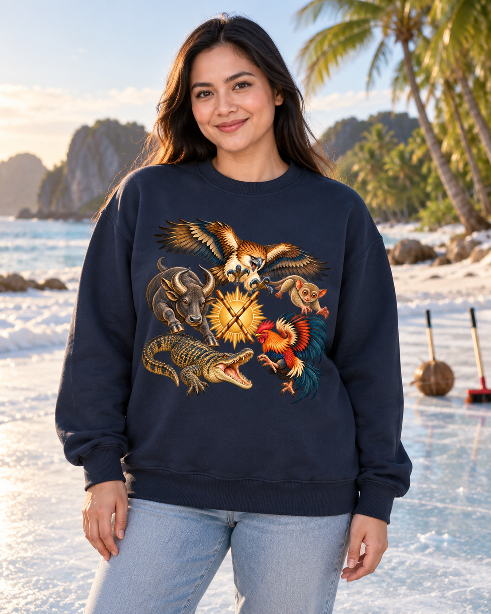 Philippinen A – Oversize-Sweatshirt, Dynamische Tiere – Bild 4