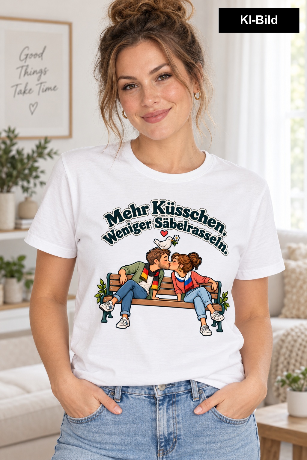 Mehr Küsschen. Weniger Säbelrasseln. (Mehr Küsschen) – T-Shirt · Variante 3 – Bild 7