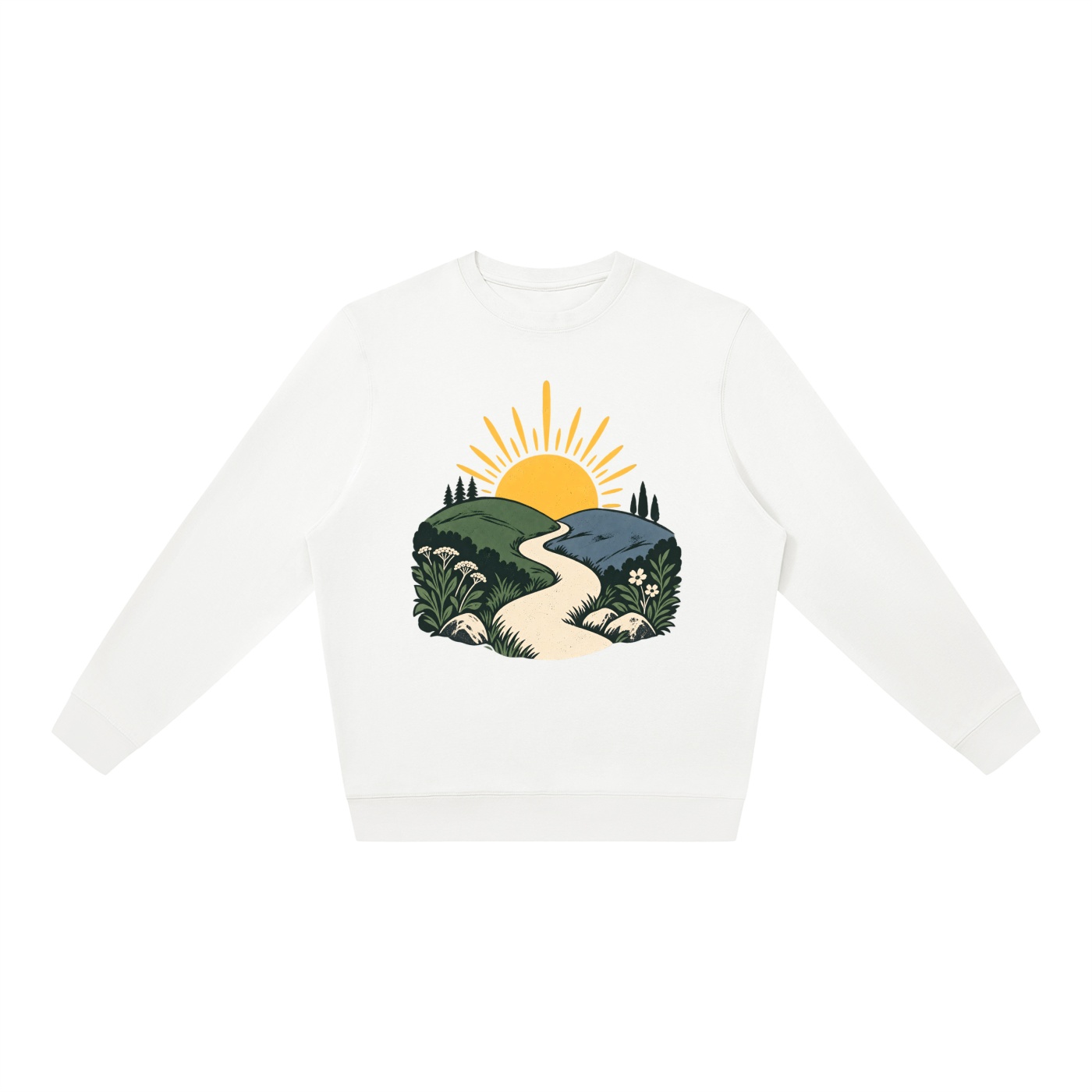 Kleine Fluchten – Sonne und Weg – Sweatshirt – Vorderansicht