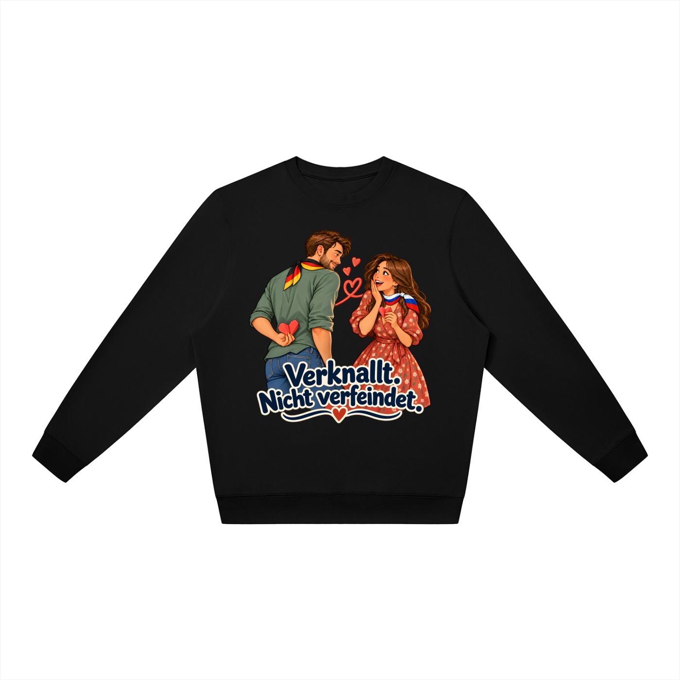 Verknallt. Nicht verfeindet. (Papierherzen) – Sweatshirt · Motiv 2