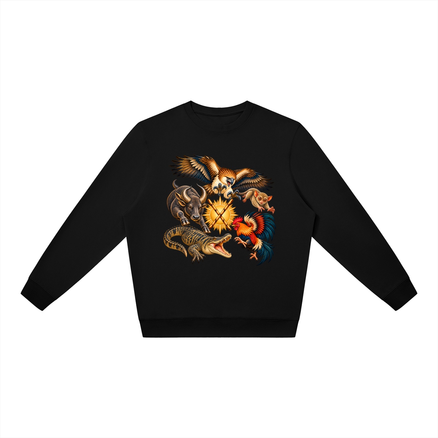 Philippinen A – Oversize-Sweatshirt, Dynamische Tiere