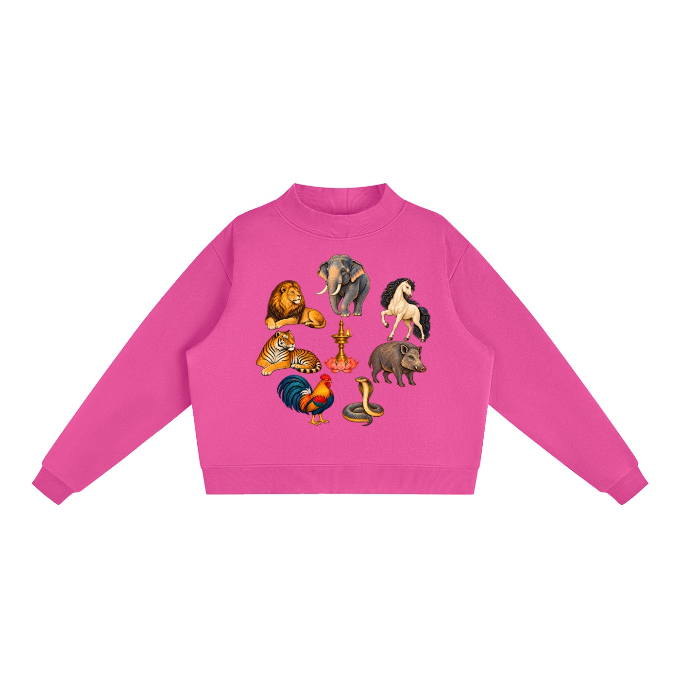 Kalari A – Damen-Fleece-Sweatshirt, Freie Komposition in Rosenrot