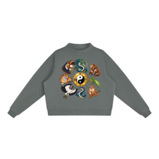Kung-Fu A – Damen-Fleece-Sweatshirt, Freie Komposition in Dunkelgrau
