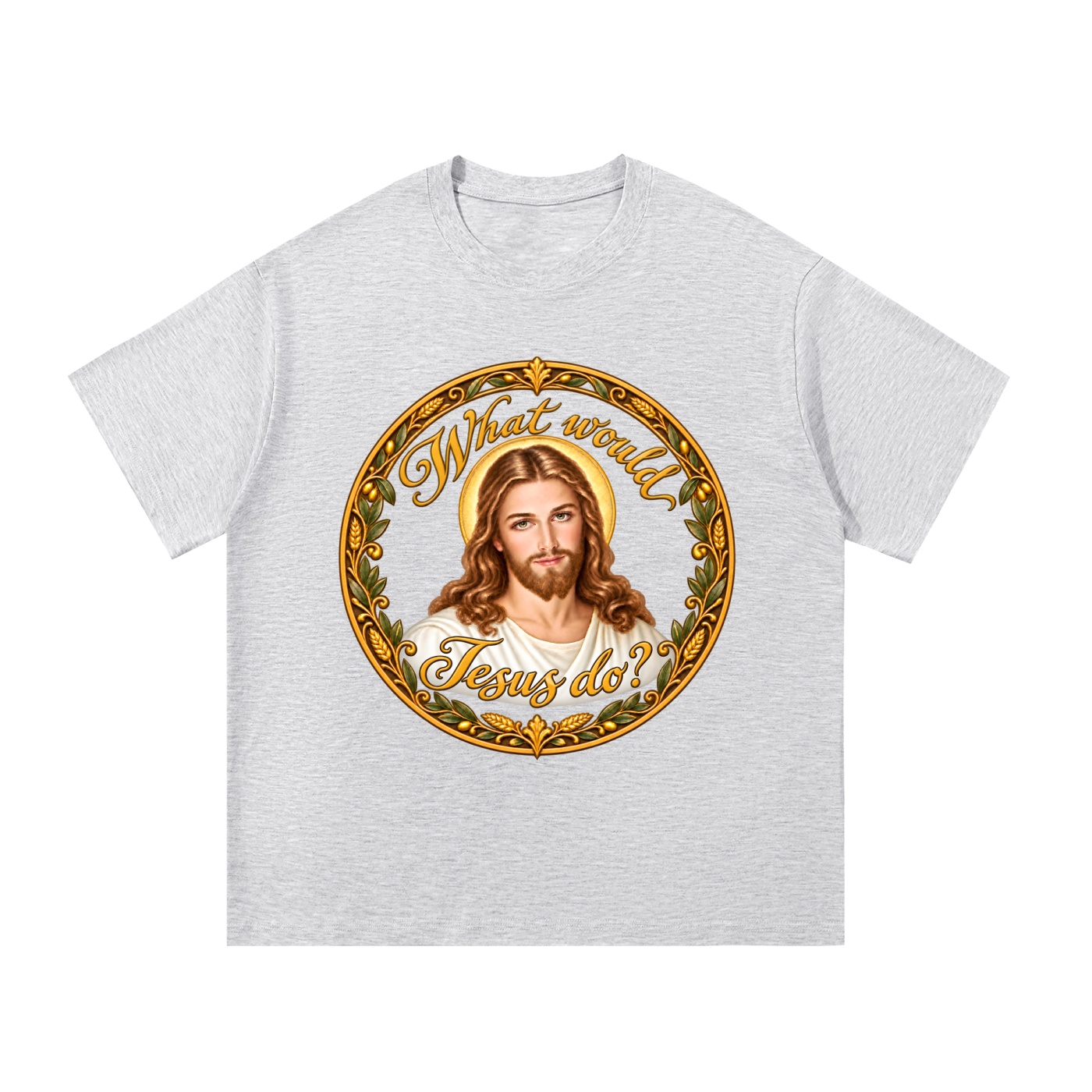 Was würde Jesus tun? Kalligrafie-Kranz – T-Shirt – Bild 8