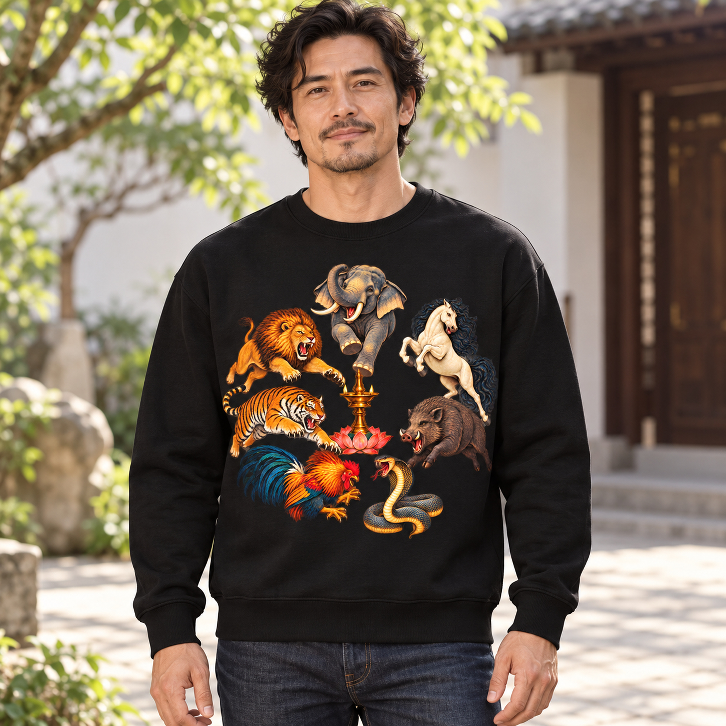 Kalari A Oversize-Sweatshirt getragen – Angriffspose